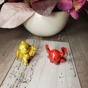 Disney's Stitch Glittery Collectable Figurines 2 pack Red and Gold